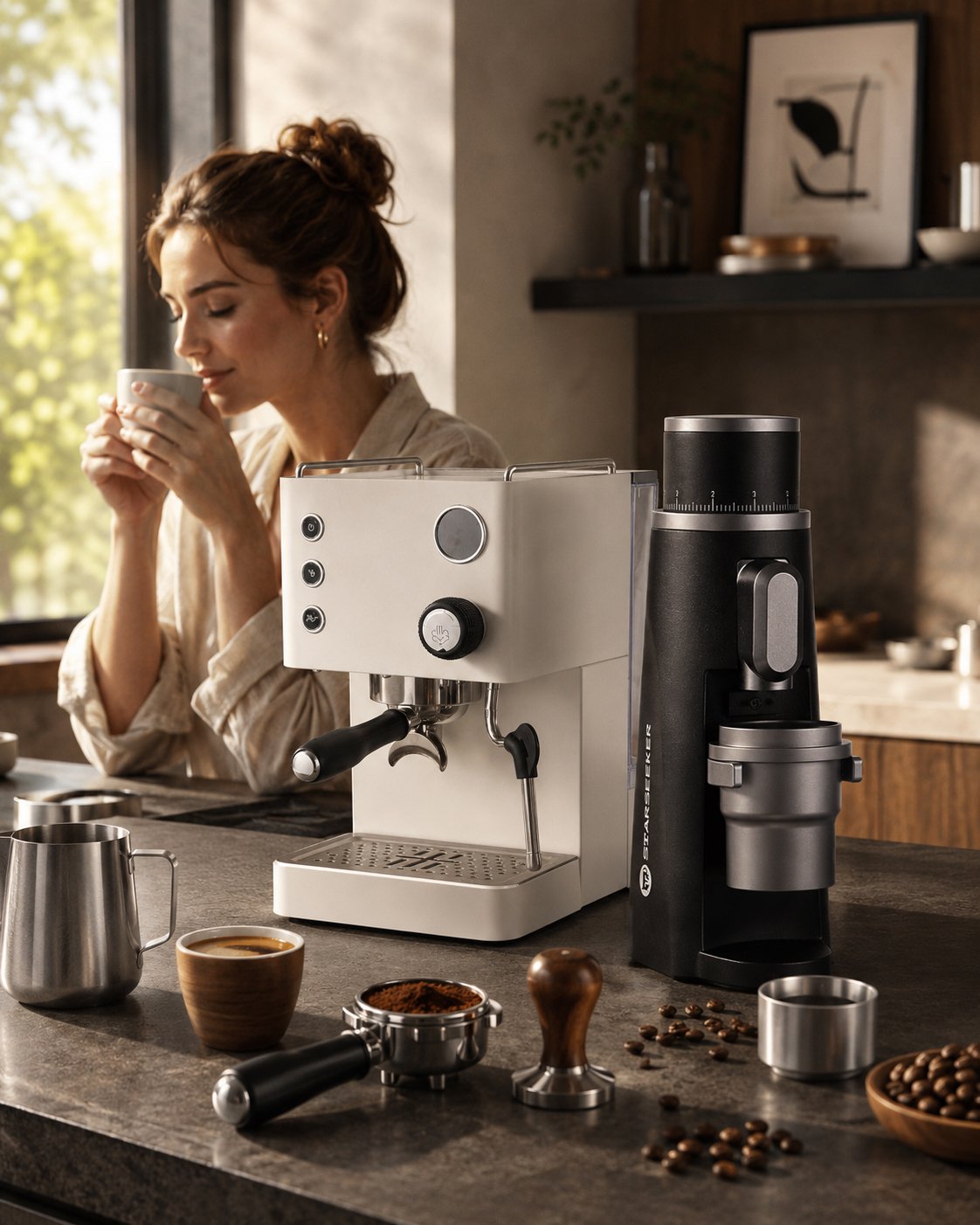 EDGE hand-grinding-inspired coffee grinding system