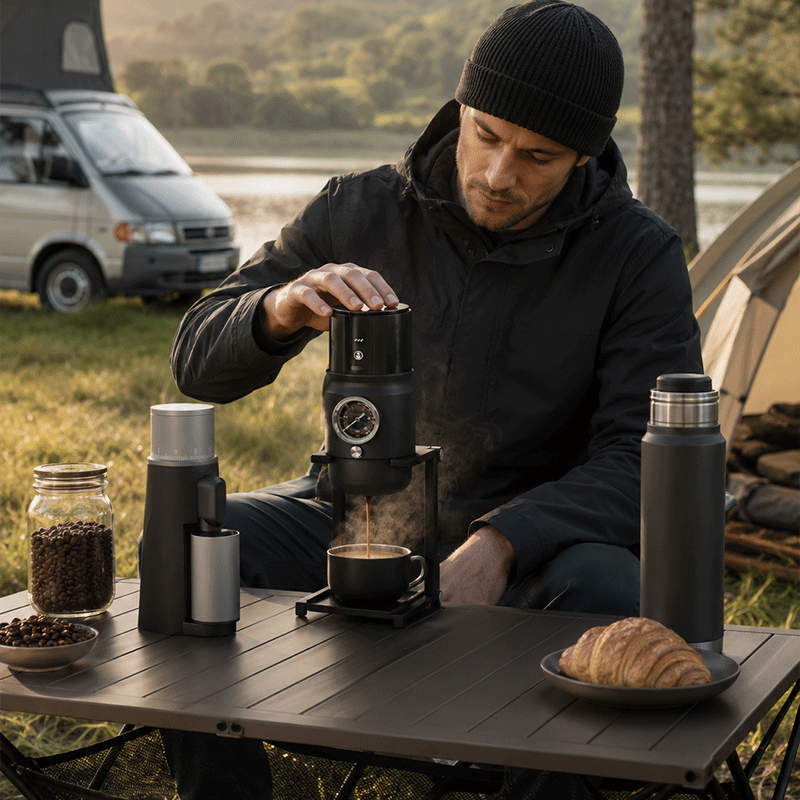 SUPER58 outdoor espresso brewing