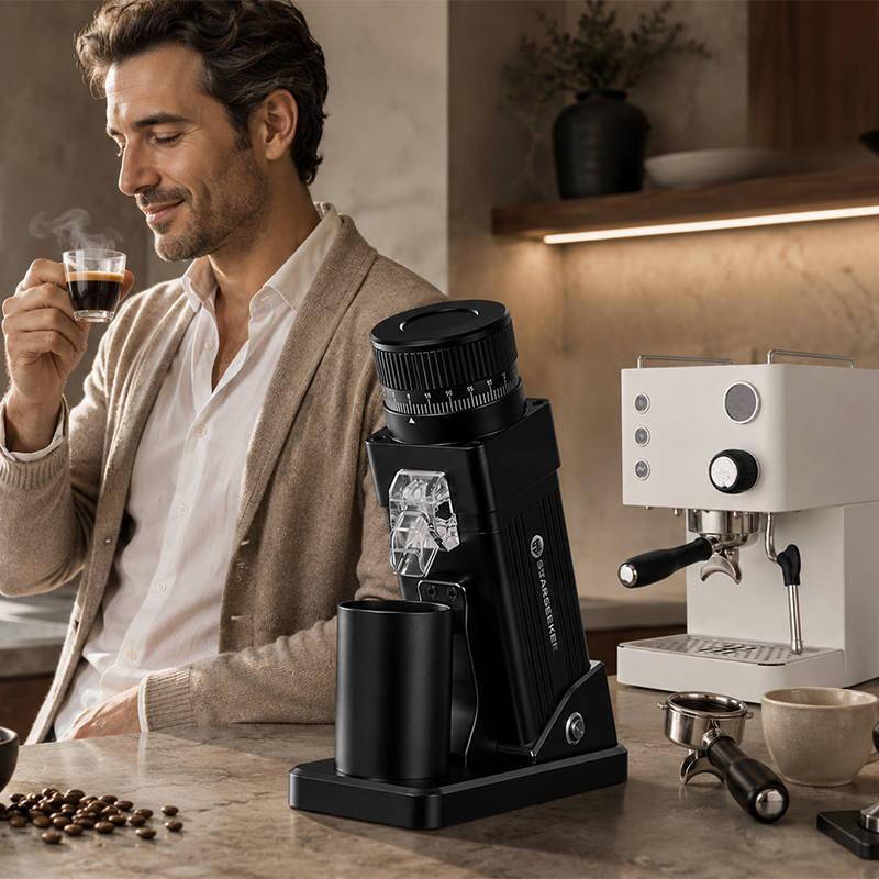 E55 grinding coffee for espresso