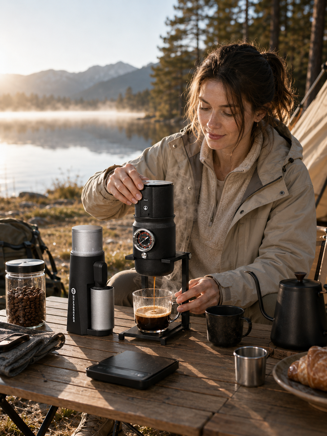 EDGE MINI grinder paired with the SUPER58 espresso system