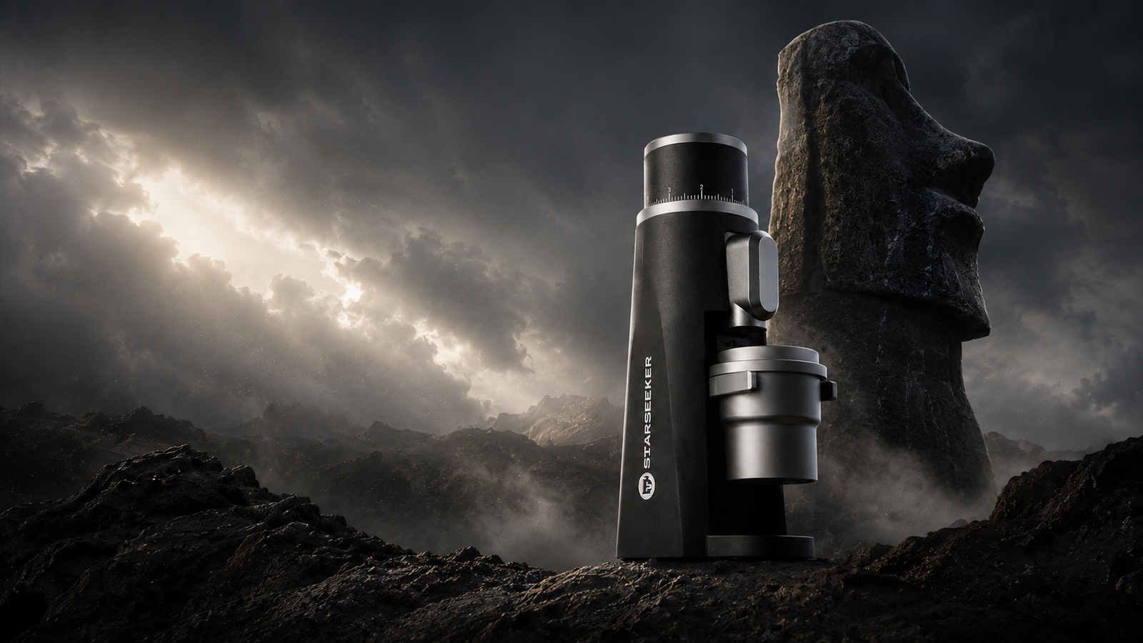 EDGE coffee grinder inspired by the Moai